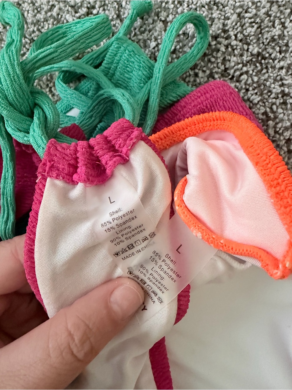 Colorblock Pink, Teal & Orange Lace-Up Bikini Set - Picture 4 of 4